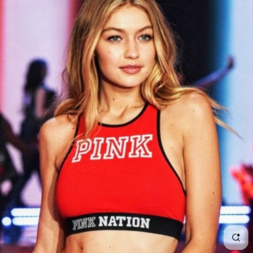 Victoria's Secret PINK Nation Red High Neck Sports Bra size L (A - C)